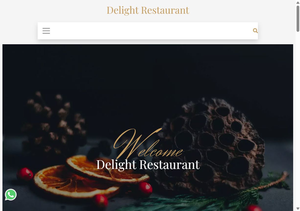 Restaurant website on a phone, built with Websites.co.in