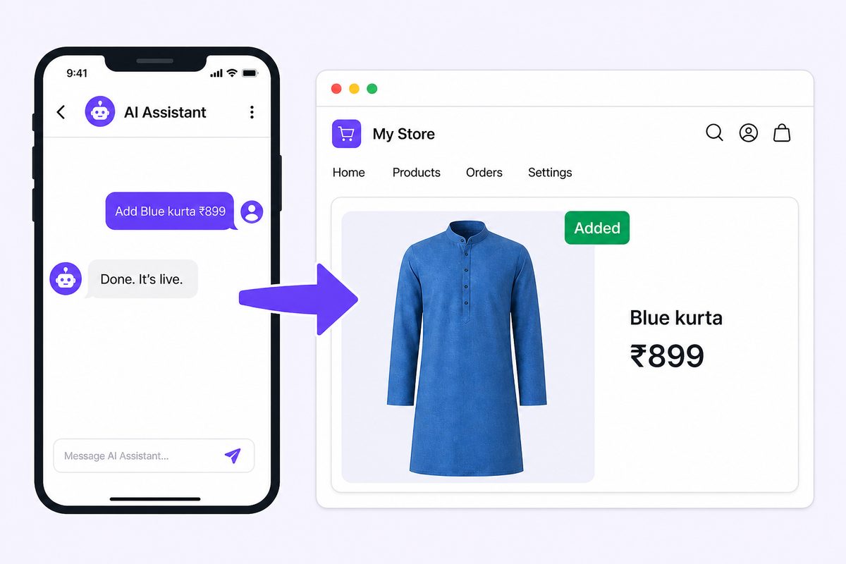 Chat message adding a product that appears on the live website