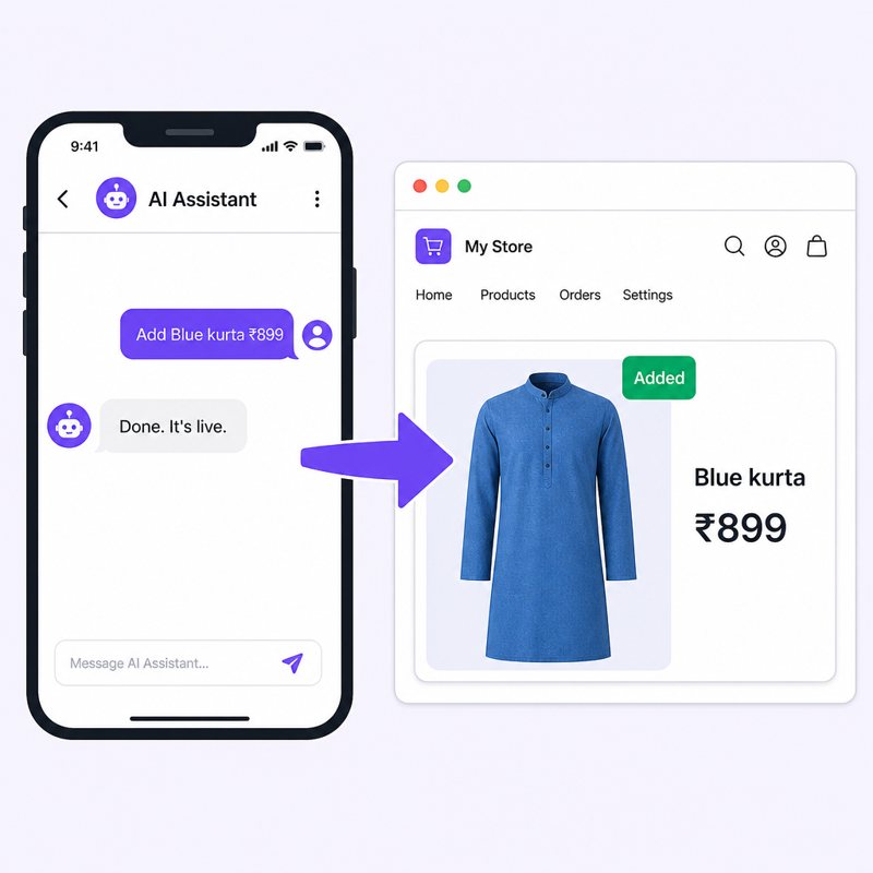 Chat message adding a product that appears on the live website