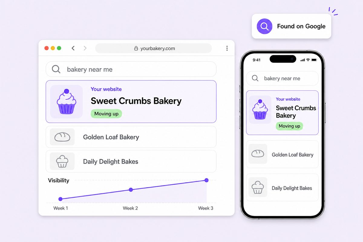 Bakery website showing up in search and gaining visibility